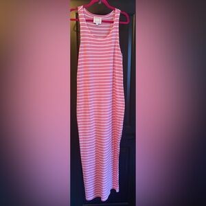 Sail to Sable Pink and White Striped Maxi Dress
